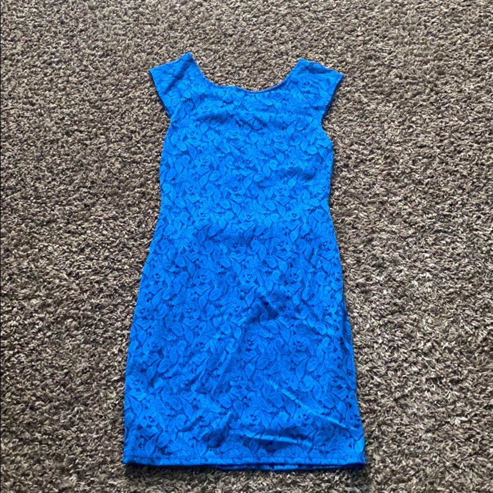 Blue Lace Everly Cut Out Mini Dress EUC XS